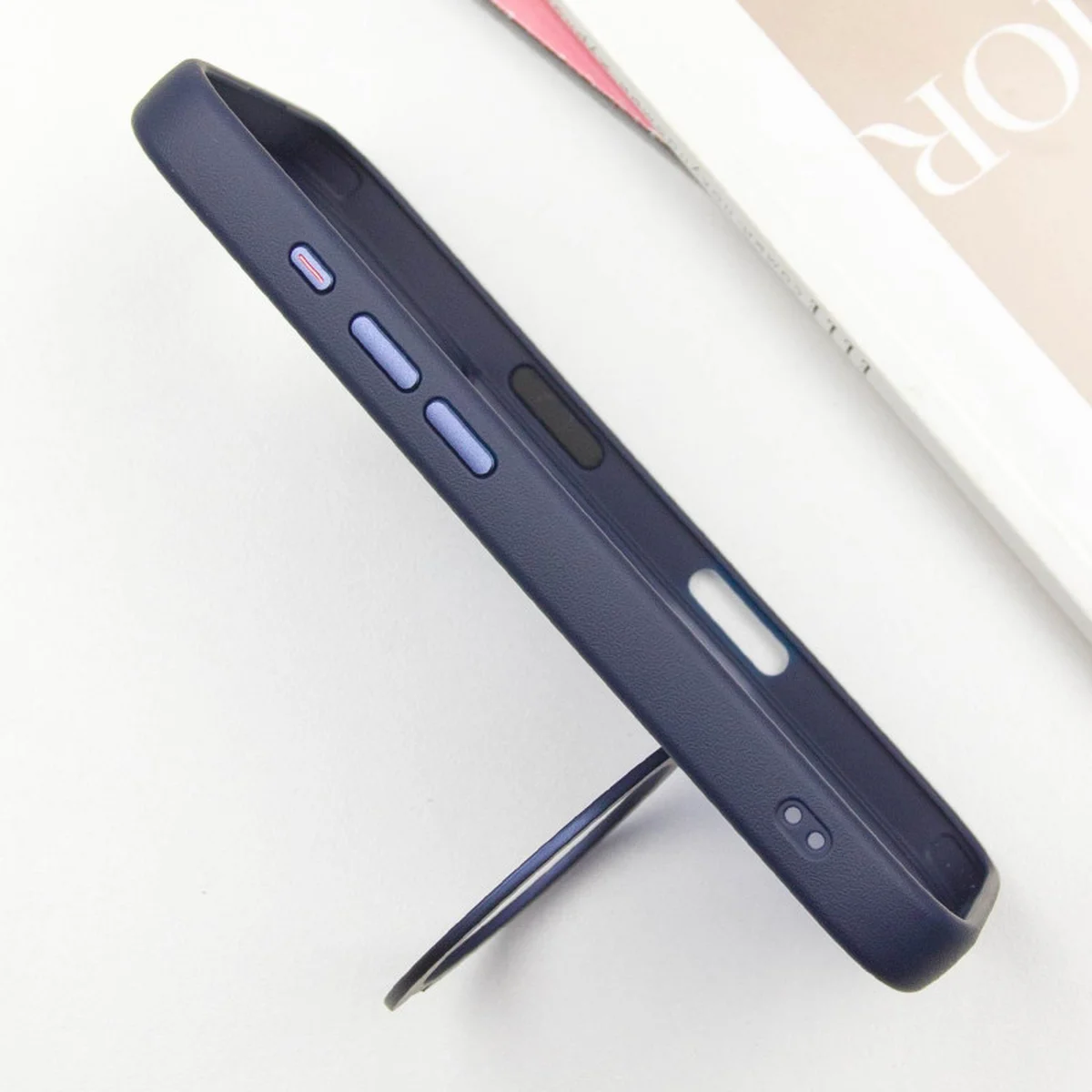 TPU+PC чехол Metal Buttons with MagSafe Colorful HQ Ring для Apple iPhone 16 (6.1") Dark Blue