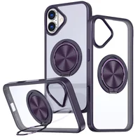 TPU+PC чехол Metal Ring with MagSafe для Apple iPhone 16 (6.1") Темно-фиолетовый