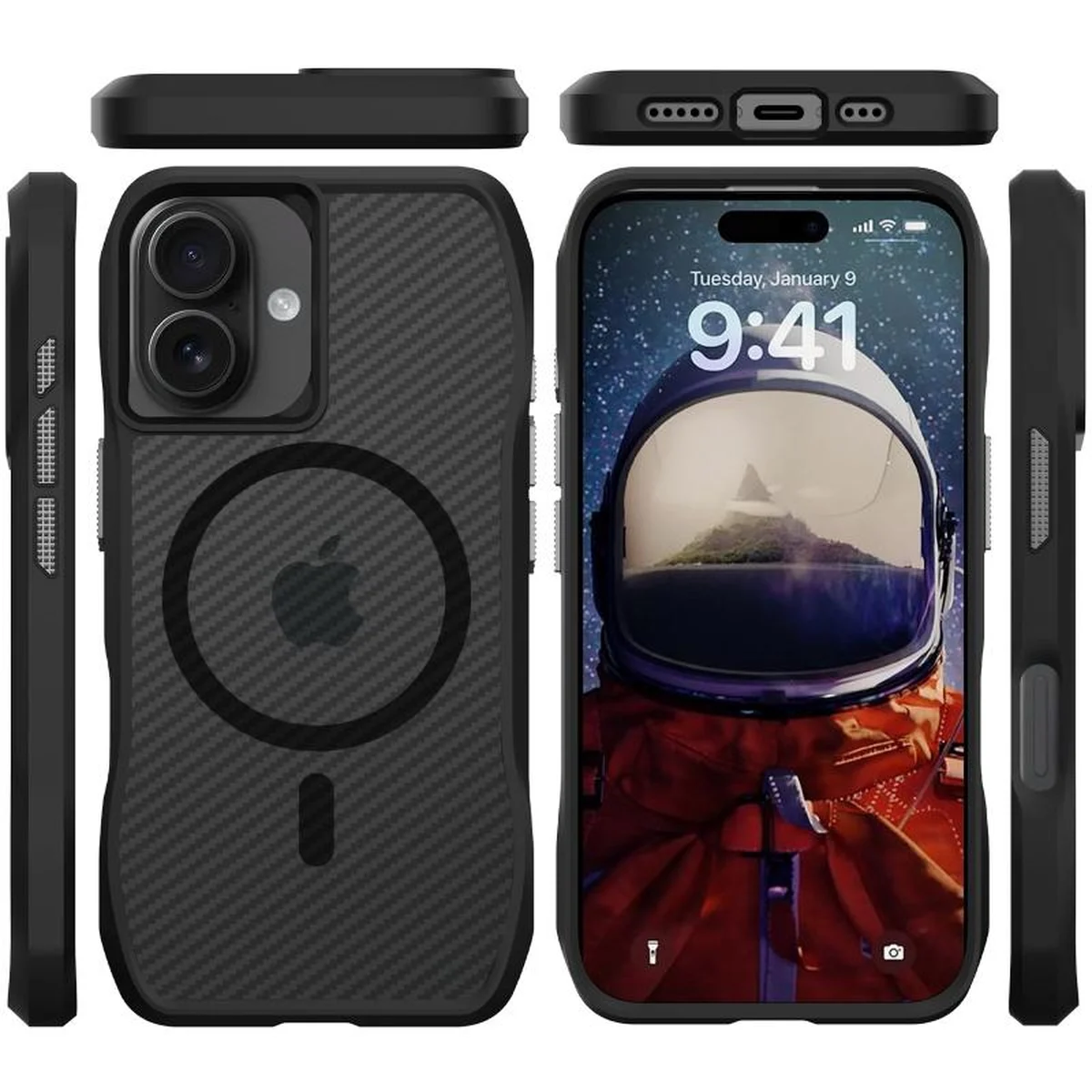 Чехол TPU Space Octagon with MagSafe для Apple iPhone 16 (6.1") Carbon Black