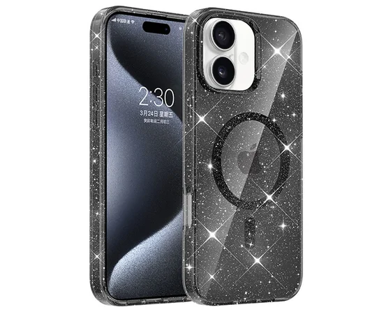 Чехол TPU Eclipse Sparkle (MagFit) для Apple iPhone 16 (6.1") Black