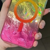 Чехол TPU Shiny Mountain (MagFit) для Apple iPhone 16 (6.1") Yellow / Pink