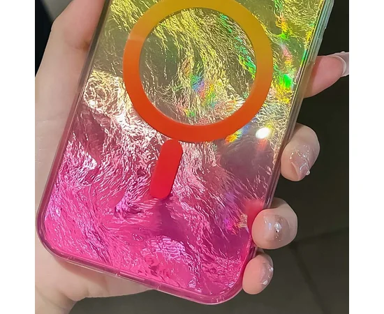 Чехол TPU Shiny Mountain (MagFit) для Apple iPhone 16 (6.1") Yellow / Pink