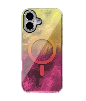 Чехол TPU Shiny Mountain (MagFit) для Apple iPhone 16 (6.1") Yellow / Pink
