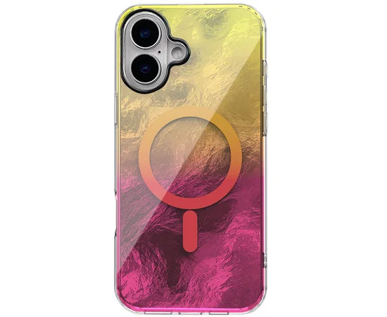 Чехол TPU Shiny Mountain (MagFit) для Apple iPhone 16 (6.1") Yellow / Pink