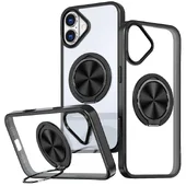 TPU+PC чехол Metal Ring with MagSafe для Apple iPhone 16 (6.1") Черный