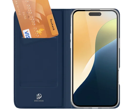 Чохол-книжка Dux Ducis з кишенею для візиток для Apple iPhone 16 (6.1") Синій
