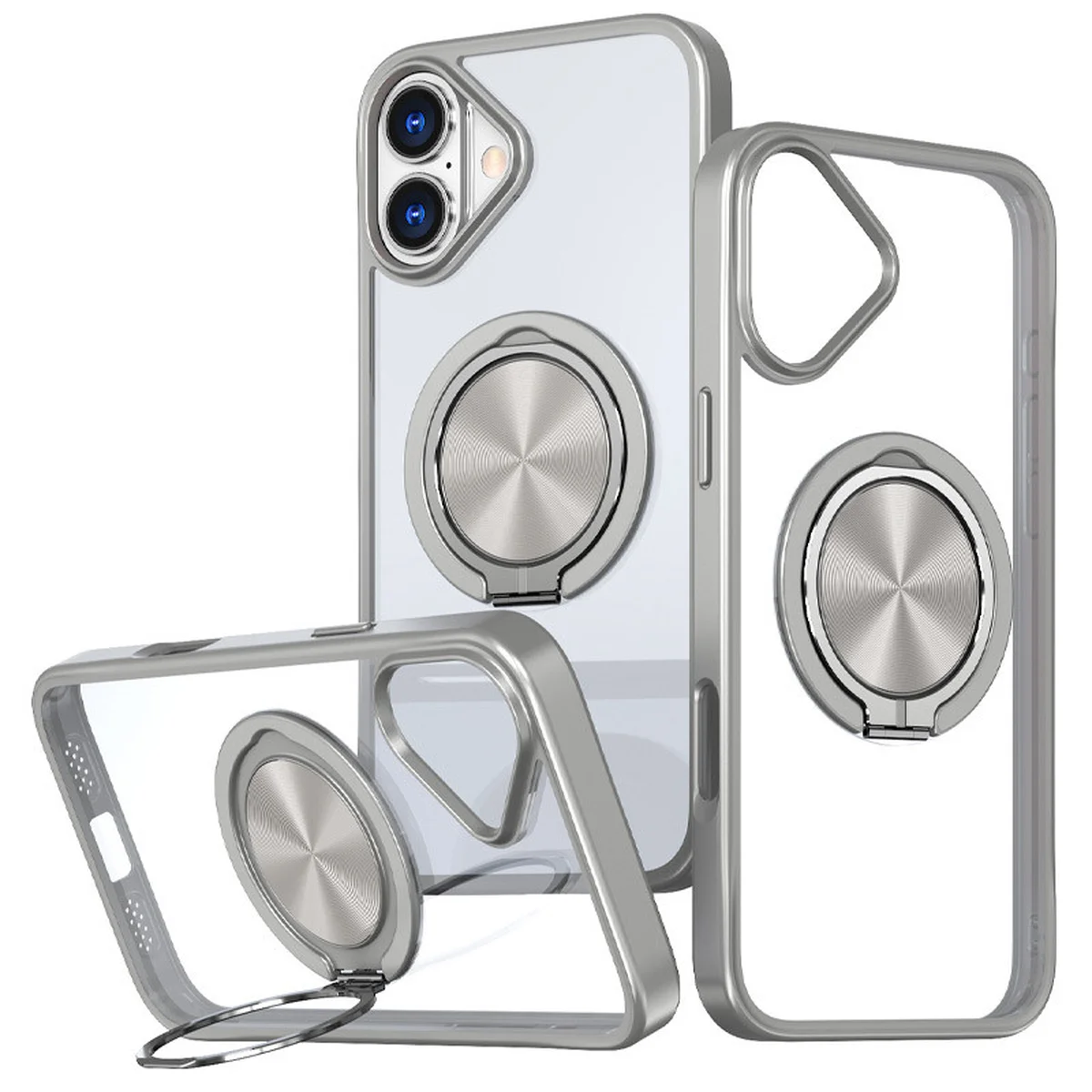 TPU+PC чехол Metal Ring with MagSafe для Apple iPhone 16 (6.1") Серый