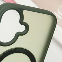 TPU+PC чехол Metal Buttons with MagSafe Colorful HQ Ring для Apple iPhone 16 (6.1") Green