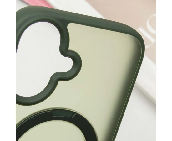 TPU+PC чехол Metal Buttons with MagSafe Colorful HQ Ring для Apple iPhone 16 (6.1") Green