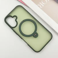 TPU+PC чехол Metal Buttons with MagSafe Colorful HQ Ring для Apple iPhone 16 (6.1") Green
