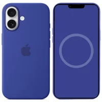 Чехол Silicone case (AAA) with Magsafe and Animation (button) для Apple iPhone 16 (6.1") Ultramarine