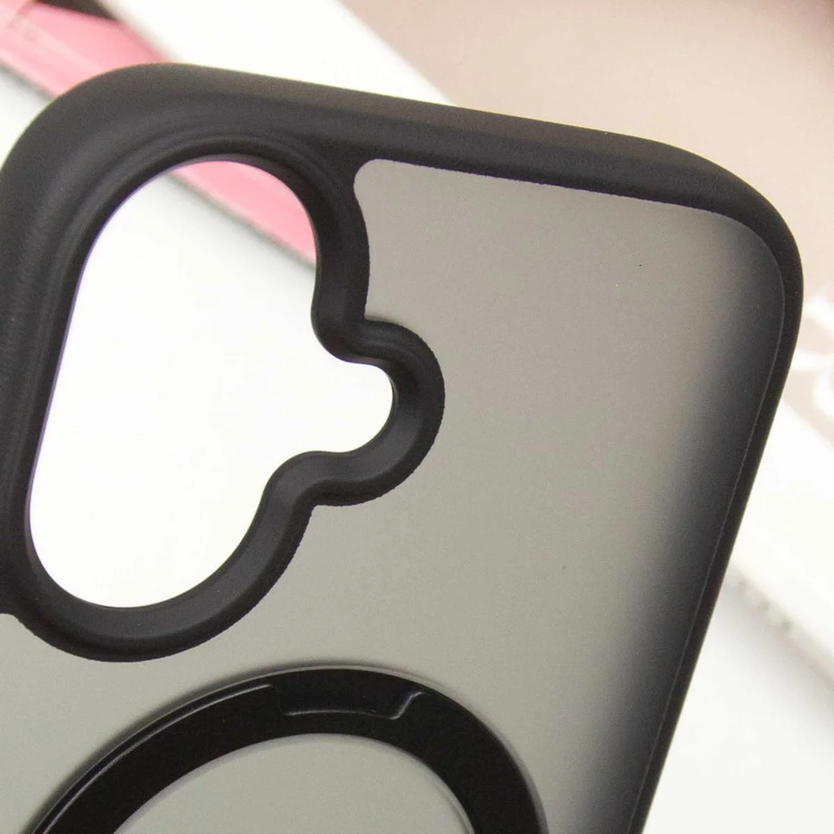 TPU+PC чохол Metal Buttons with MagSafe Colorful HQ Ring для Apple iPhone 16 (6.1") Black