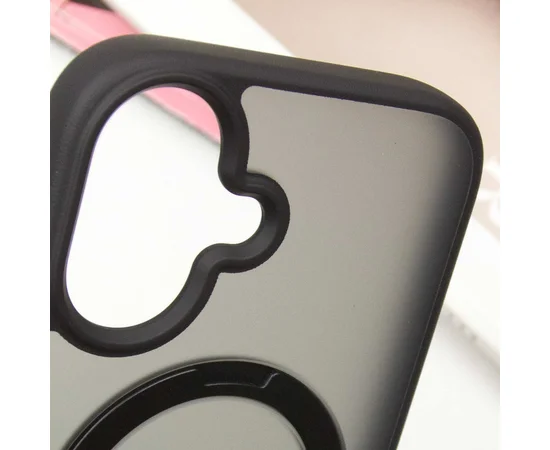 TPU+PC чехол Metal Buttons with MagSafe Colorful HQ Ring для Apple iPhone 16 (6.1") Black