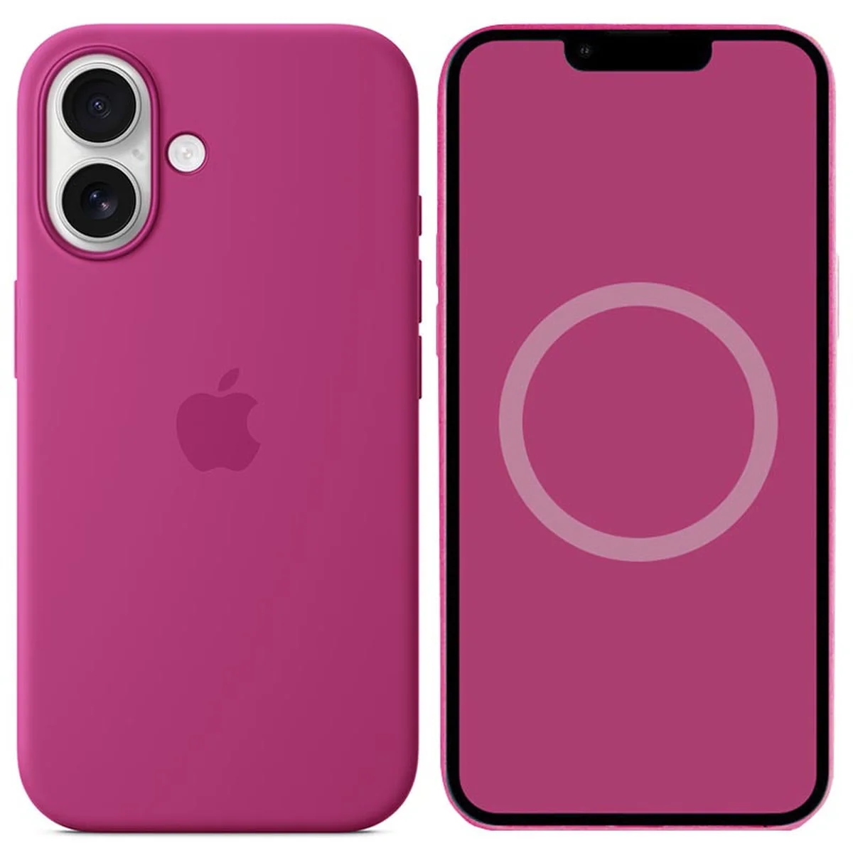 Чехол Silicone case (AAA) with Magsafe and Animation (button) для Apple iPhone 16 (6.1") Fuchsia