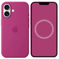 Чехол Silicone case (AAA) with Magsafe and Animation (button) для Apple iPhone 16 (6.1") Fuchsia