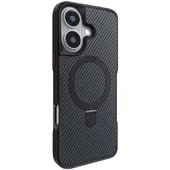 TPU+PC чехол Metal Buttons with MagSafe Carbon Ring для Apple iPhone 16 (6.1") Черный