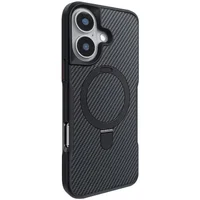 TPU+PC чехол Metal Buttons with MagSafe Carbon Ring для Apple iPhone 16 (6.1") Черный