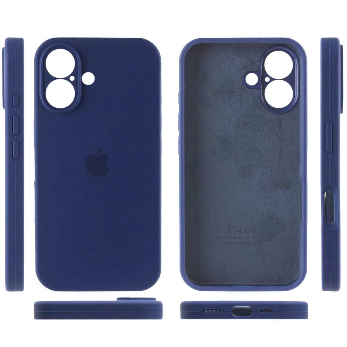 Чехол Silicone Case Full Camera Protective (AA) для Apple iPhone 16 (6.1") Синий / Deep navy