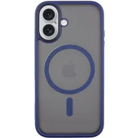 TPU+PC чехол Metal Buttons with MagSafe для Apple iPhone 16 (6.1") Синий