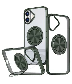 TPU+PC чохол Metal Ring with MagSafe для Apple iPhone 16 (6.1") Зелений