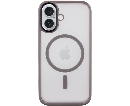 TPU+PC чохол Metal Buttons with MagSafe для Apple iPhone 16 (6.1") Сірий