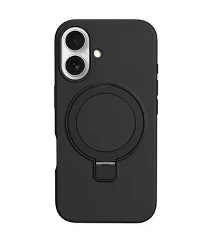Чехол Silicone Case Full Protective NO LOGO with Ring для Apple iPhone 16 (6.1") Black