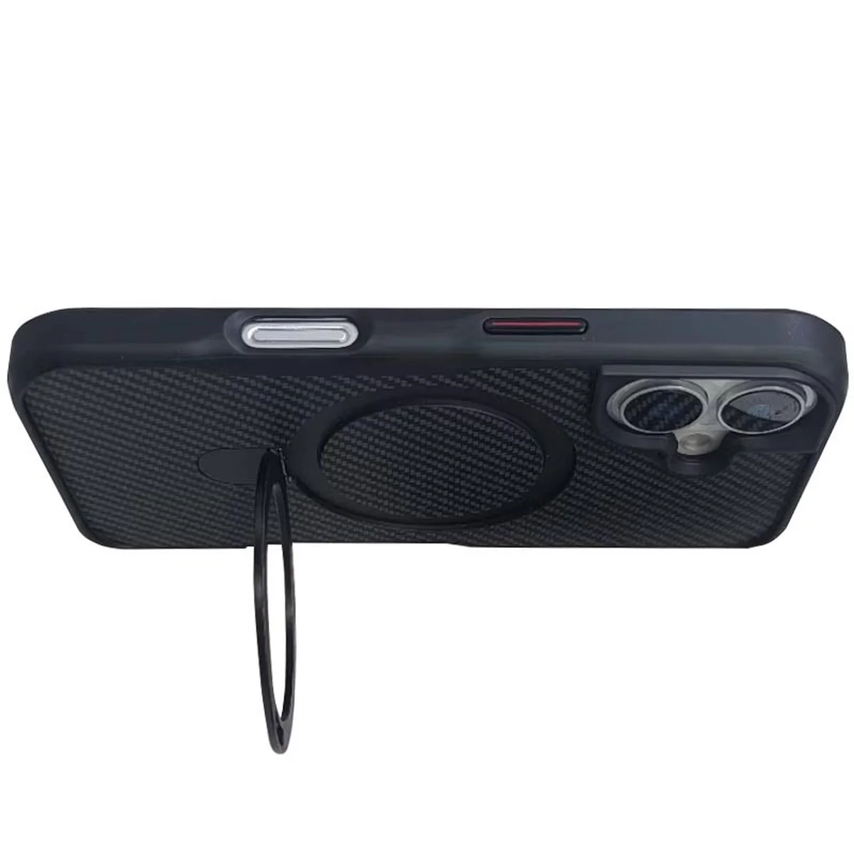 TPU+PC чехол Metal Buttons with MagSafe Carbon Ring для Apple iPhone 16 (6.1") Черный