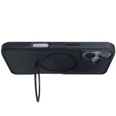 TPU+PC чехол Metal Buttons with MagSafe Carbon Ring для Apple iPhone 16 (6.1") Черный