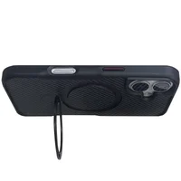 TPU+PC чехол Metal Buttons with MagSafe Carbon Ring для Apple iPhone 16 (6.1") Черный