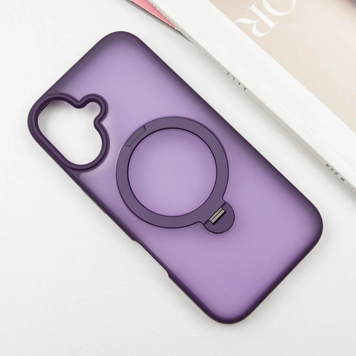 TPU+PC чехол Metal Buttons with MagSafe Colorful HQ Ring для Apple iPhone 16 (6.1") Purple