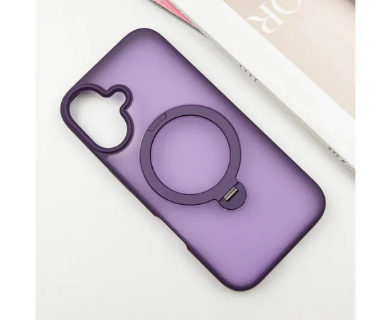 TPU+PC чехол Metal Buttons with MagSafe Colorful HQ Ring для Apple iPhone 16 (6.1") Purple