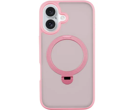 TPU+PC чехол Metal Buttons with MagSafe Colorful HQ Ring для Apple iPhone 16 (6.1") Pink