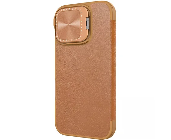 Кожаный чехол-книжка Nillkin Qin Prop для Apple iPhone 16 (6.1") Brown