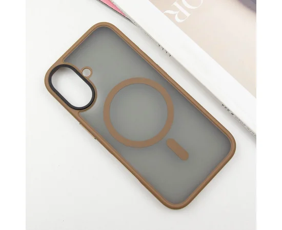 TPU+PC чехол Metal Buttons with MagSafe для Apple iPhone 16 (6.1") Золотой