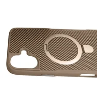 TPU+PC чехол Metal Buttons with MagSafe Carbon Ring для Apple iPhone 16 (6.1") Золотой