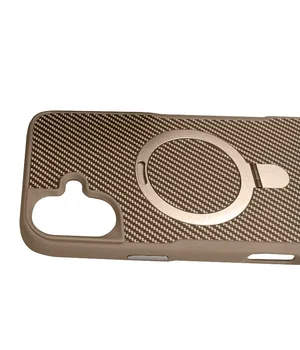 TPU+PC чехол Metal Buttons with MagSafe Carbon Ring для Apple iPhone 16 (6.1") Золотой