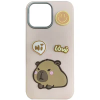 Чехол TPU Leather Toys для Apple iPhone 16 (6.1") Capybara / Pink