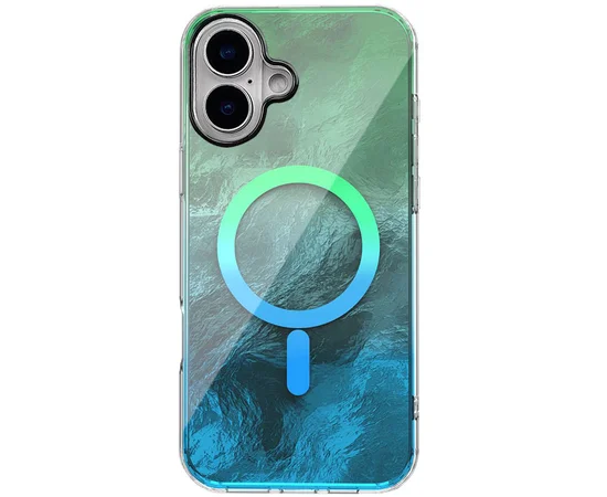 Чохол TPU Shiny Mountain (MagFit) для Apple iPhone 16 (6.1") Green / Blue