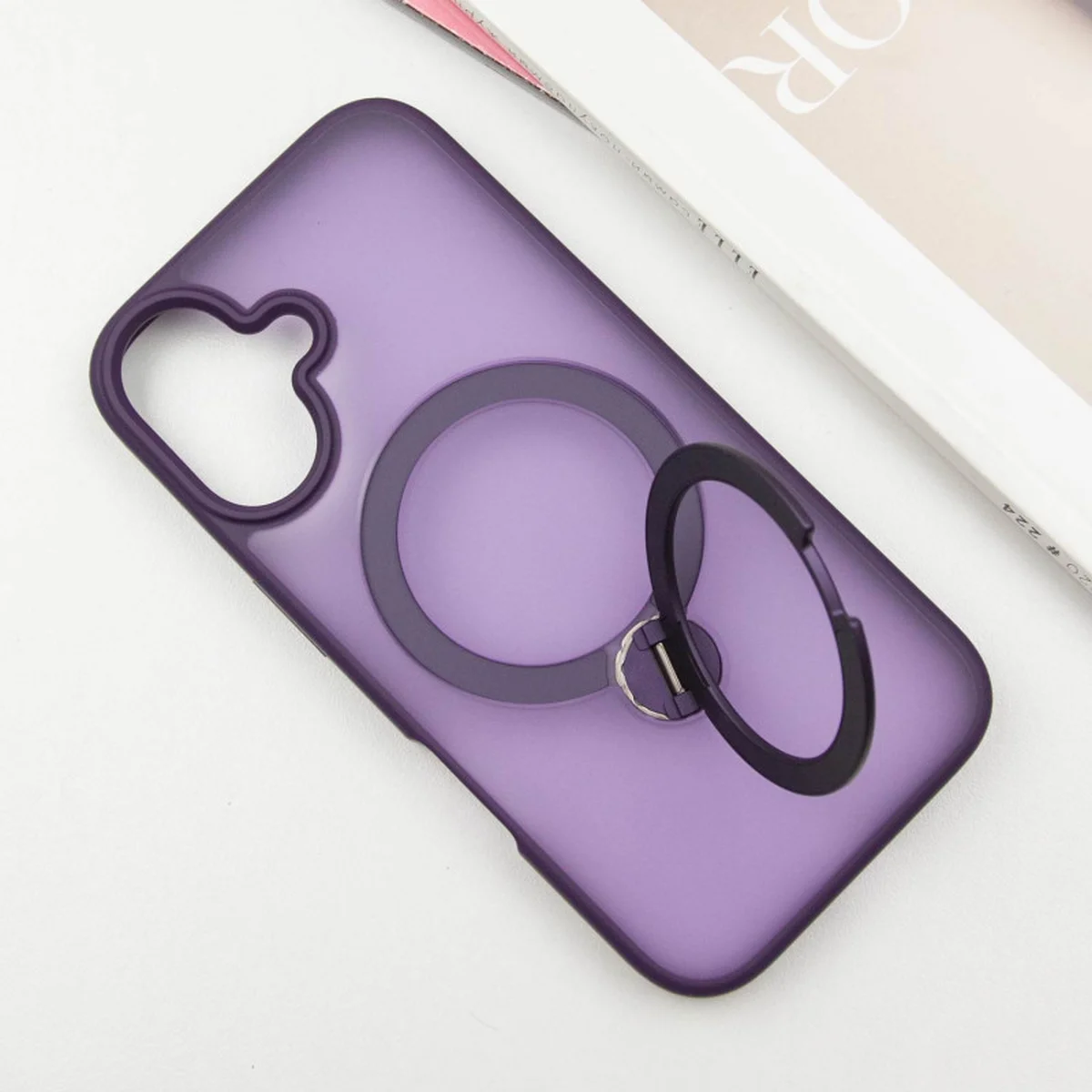 TPU+PC чехол Metal Buttons with MagSafe Colorful HQ Ring для Apple iPhone 16 (6.1") Purple