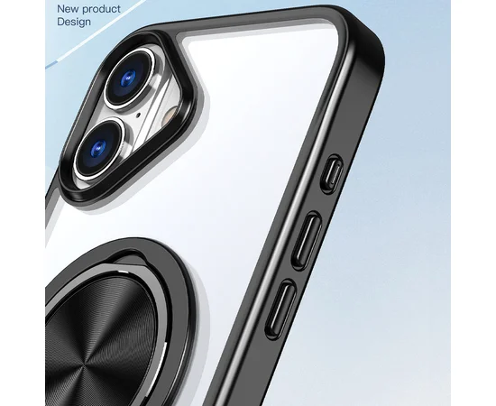 TPU+PC чехол Metal Ring with MagSafe для Apple iPhone 16 (6.1") Черный
