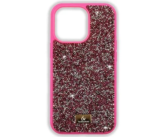 TPU чехол Bling World Rock Diamond для Apple iPhone 16 (6.1") Ярко-розовый 