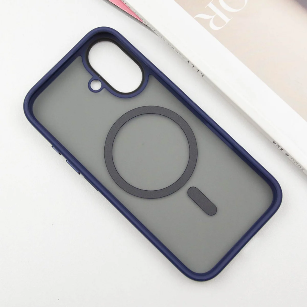 TPU+PC чехол Metal Buttons with MagSafe для Apple iPhone 16 (6.1") Синий