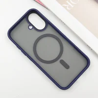 TPU+PC чехол Metal Buttons with MagSafe для Apple iPhone 16 (6.1") Синий