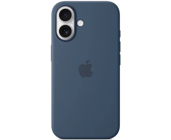 Чехол Silicone case (AAA) with Magsafe and Animation (button) для Apple iPhone 16 (6.1") Denim