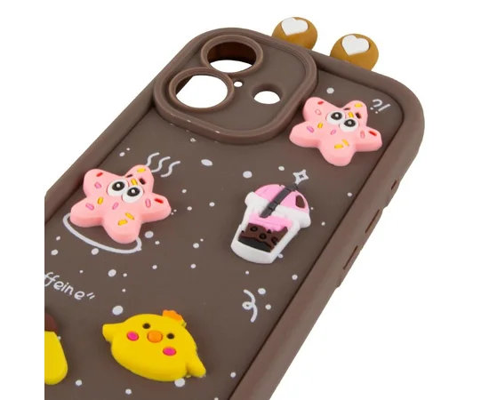 Чехол TPU Toys Case with Ears для Apple iPhone 16 (6.1") Brown
