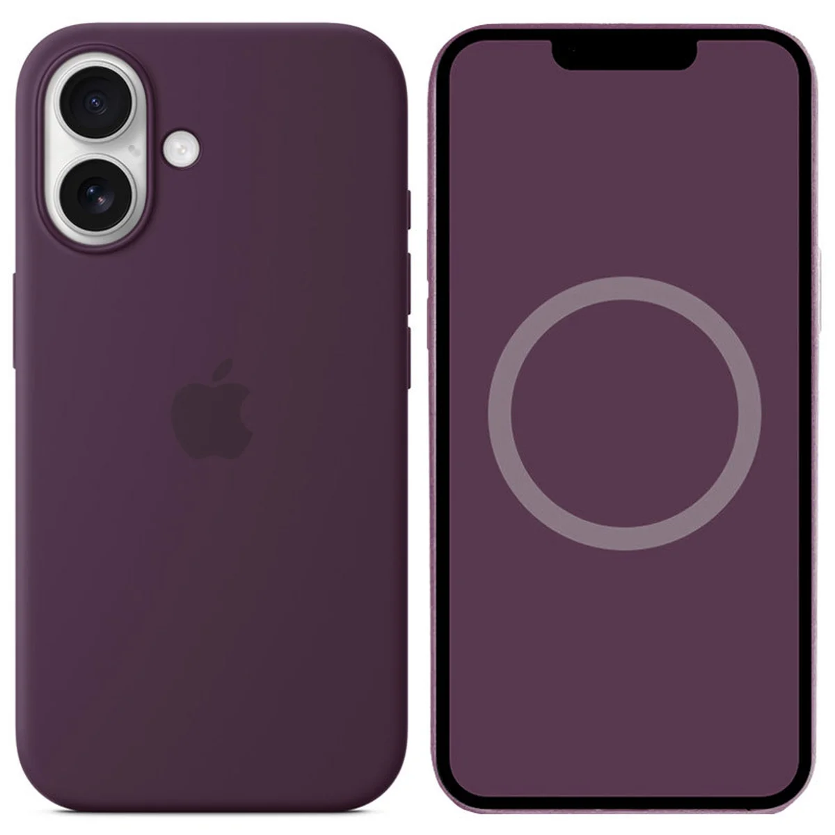 Чехол Silicone case (AAA) with Magsafe and Animation (button) для Apple iPhone 16 (6.1") Plum