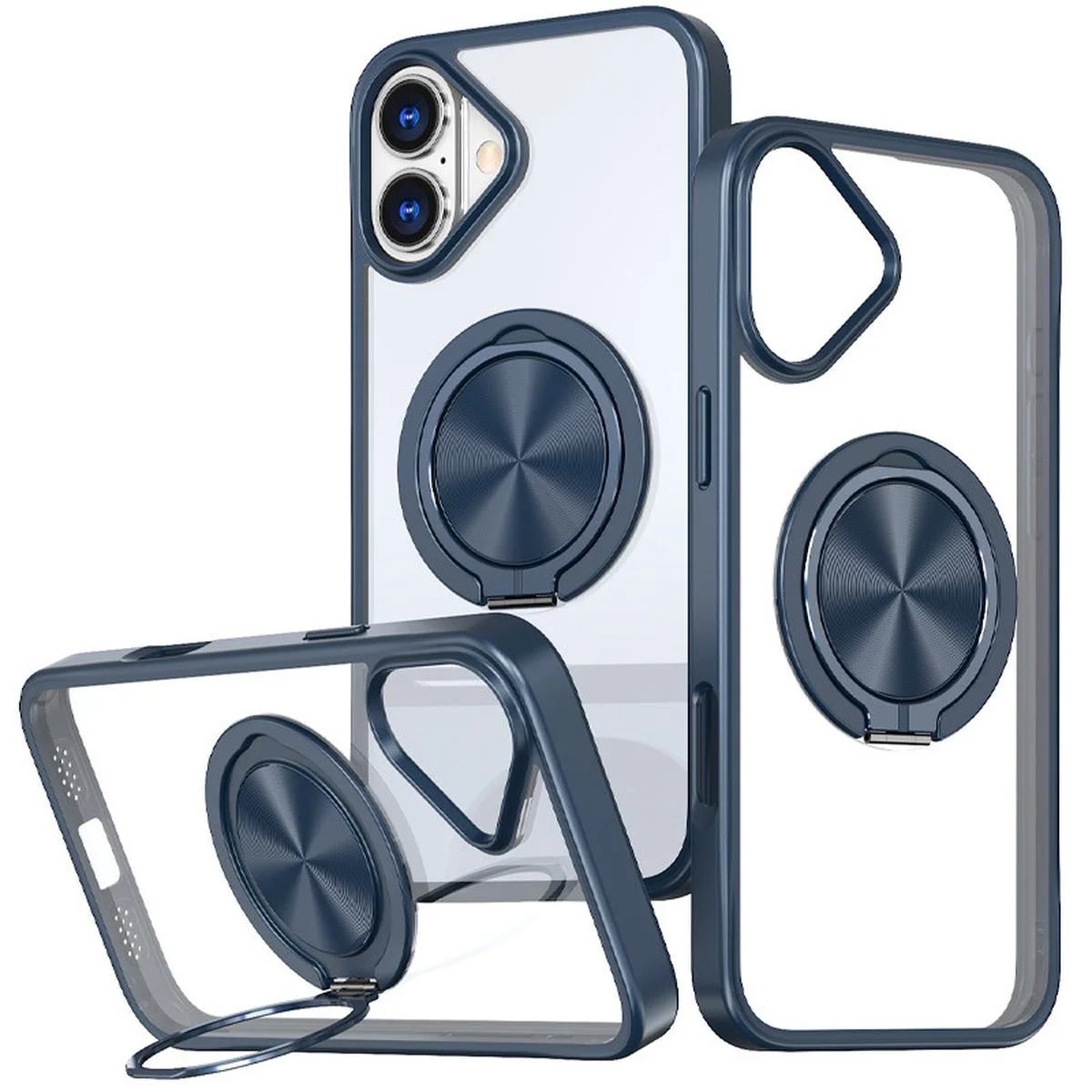 TPU+PC чехол Metal Ring with MagSafe для Apple iPhone 16 (6.1") Синий