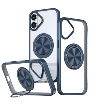 TPU+PC чехол Metal Ring with MagSafe для Apple iPhone 16 (6.1") Синий
