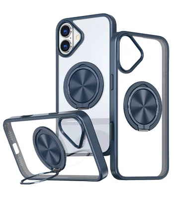 TPU+PC чехол Metal Ring with MagSafe для Apple iPhone 16 (6.1") Синий