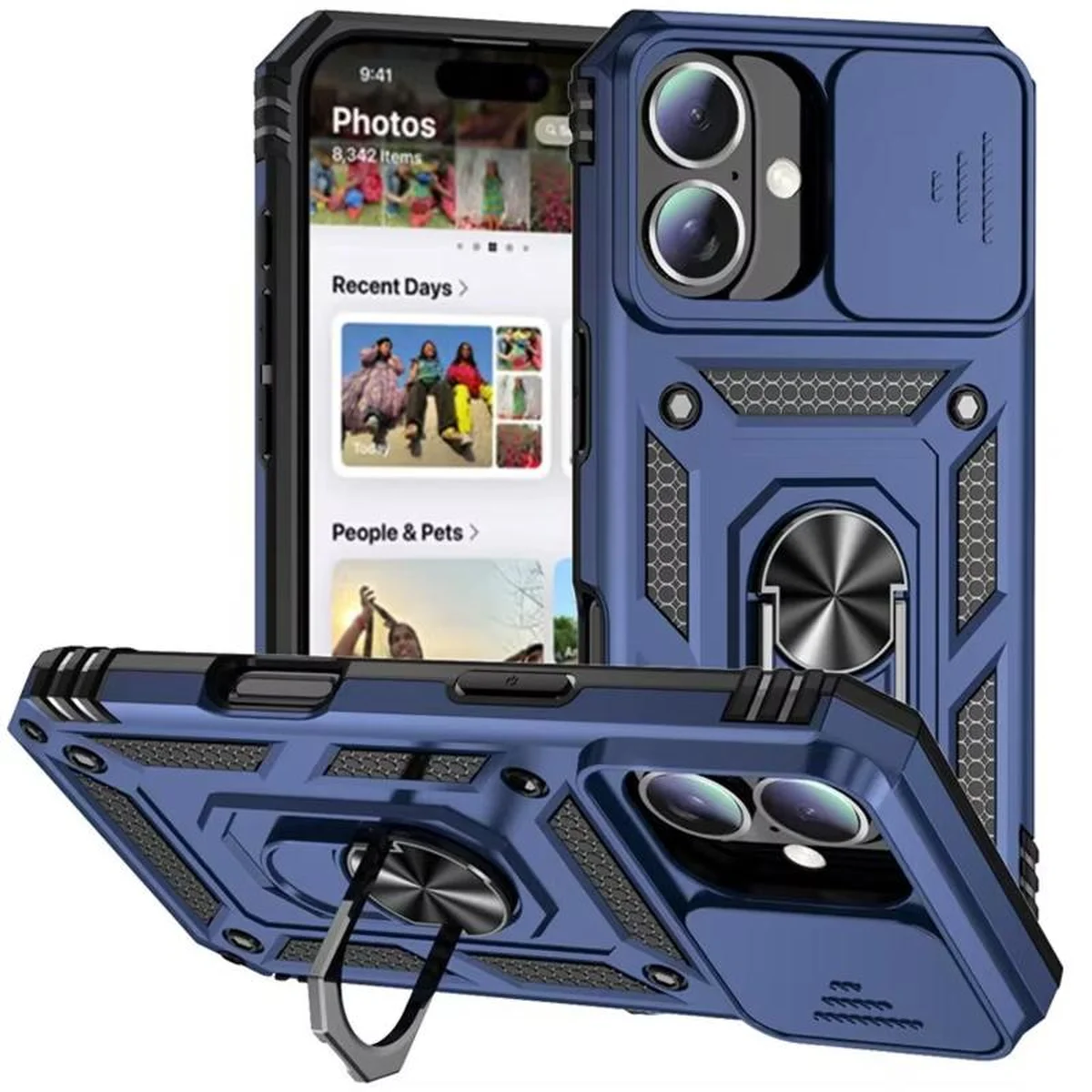 Чохол Ummi Camshield Serge Ring для Apple iPhone 16 (6.1") Синій / Navy